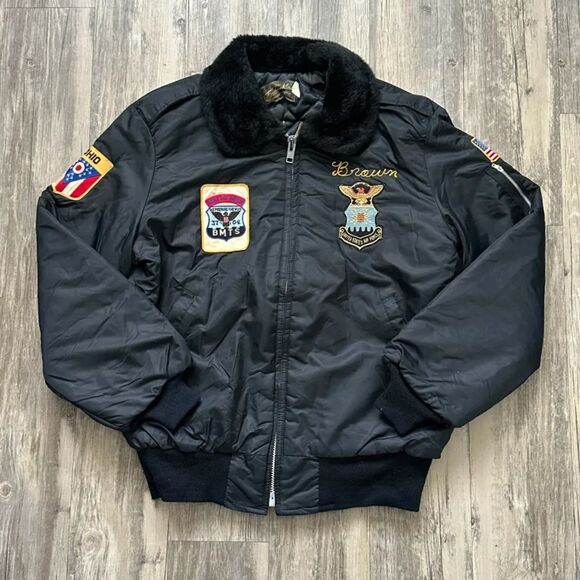 Vintage 70s Timber King US Air Force Chain Stitched Bomber Jacket Size M - Picture 1 of 6